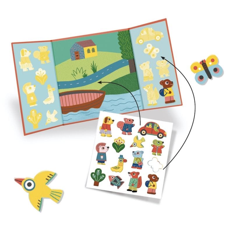 Djeco Stickerboek met herbruikbare dieren stickers
