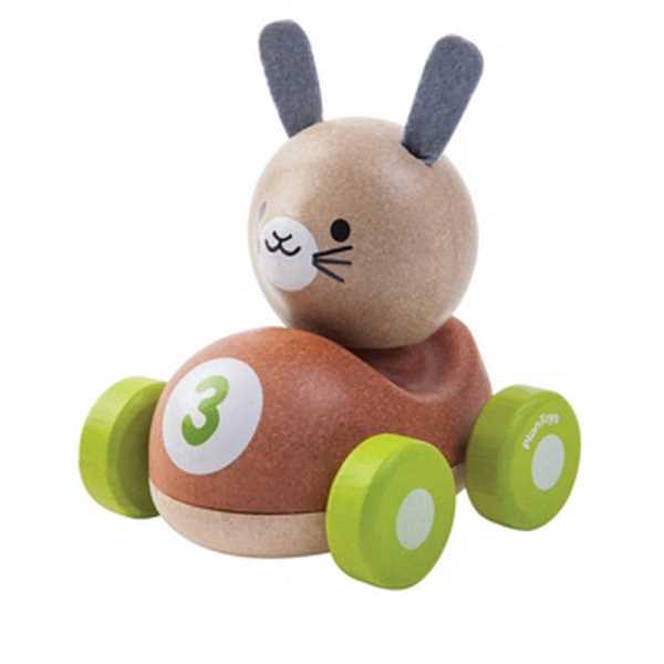 Plan Toys eerste auto met konijn